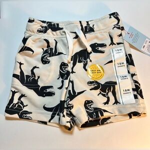 🔥NWT Cat & Jack Black and Cream Dinosaur Print Shortsm 18M